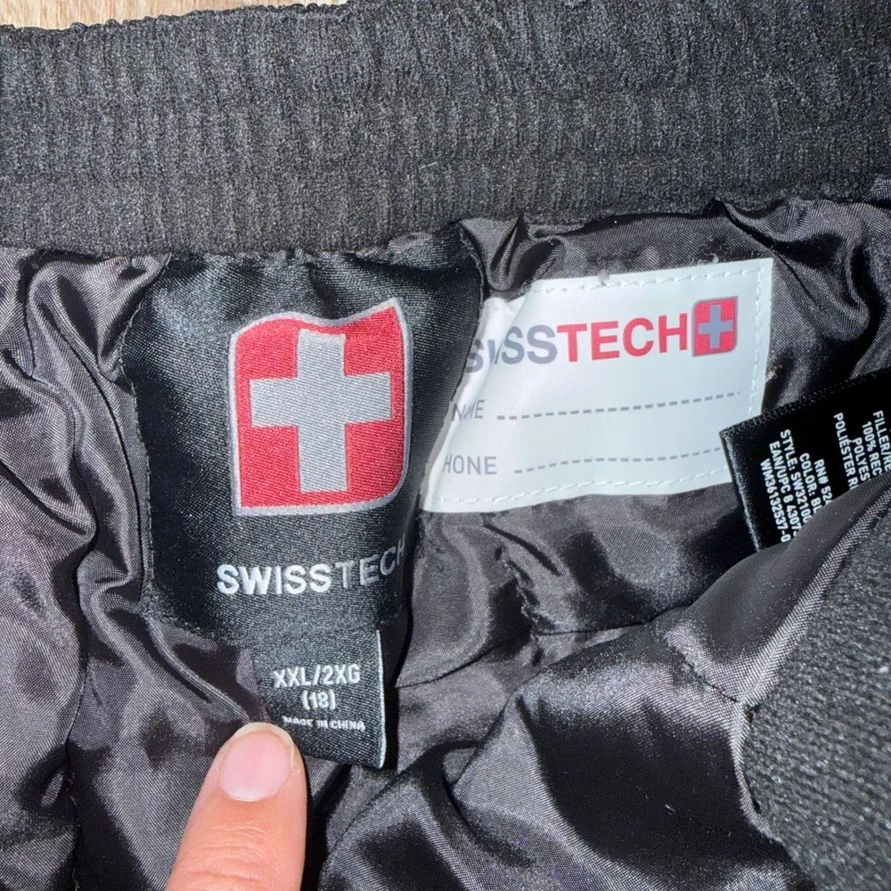 Swiss Tech Boys Black Insulated Snow Pants XXL 18 Reflective Winter Ski Trousers